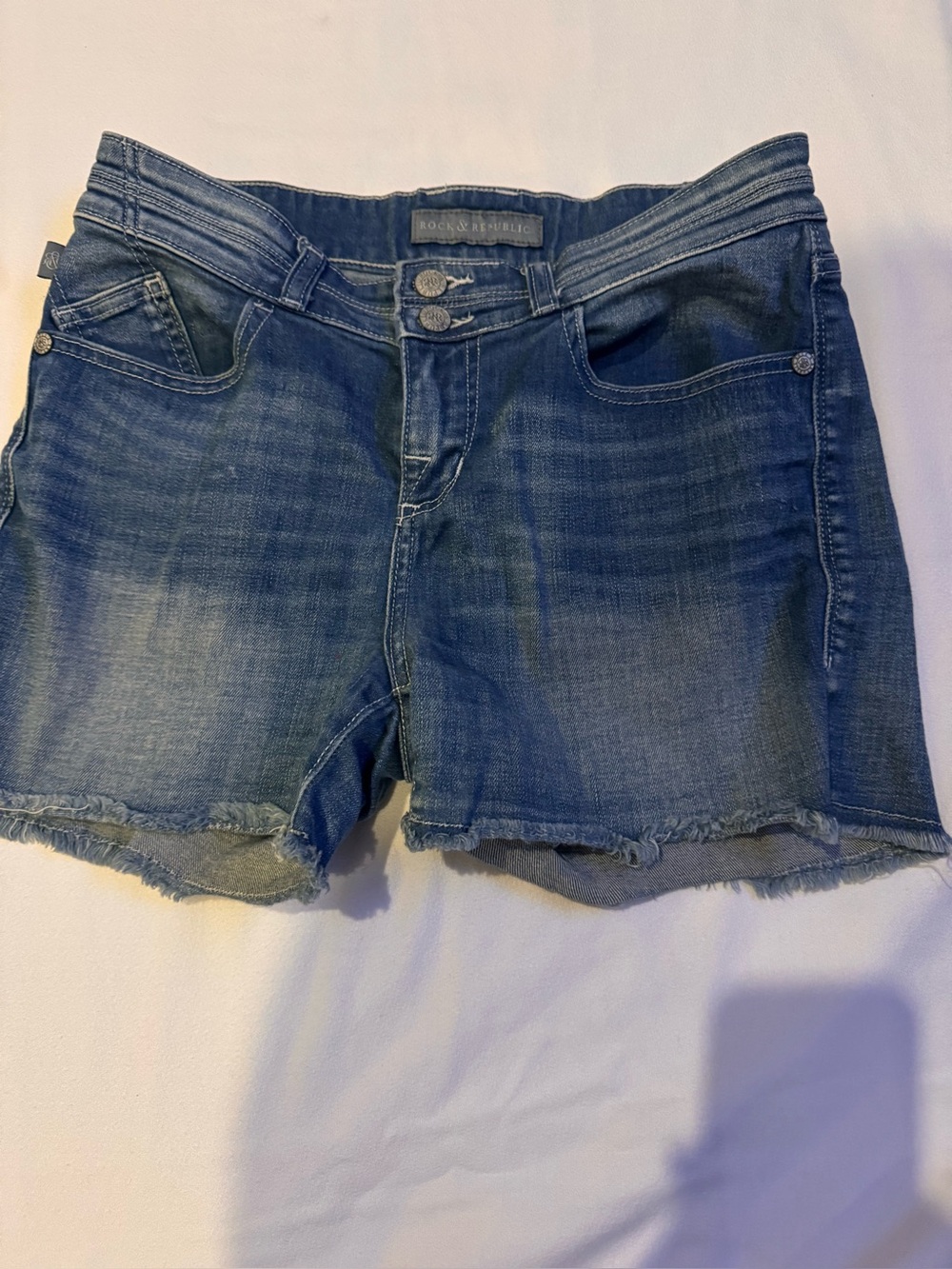 Rock & Republic Distressed Blue Denim Cutoff Shorts Size 8